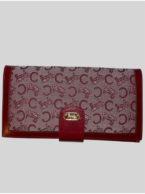 Celine Handbags - Vintage Celine Deep Red Tri-fold Sulky C Horse Carriage Oversized Wallet